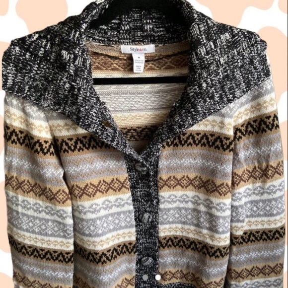 Style & Co Winter Vintage Button Down Cardigan - Picture 3 of 4